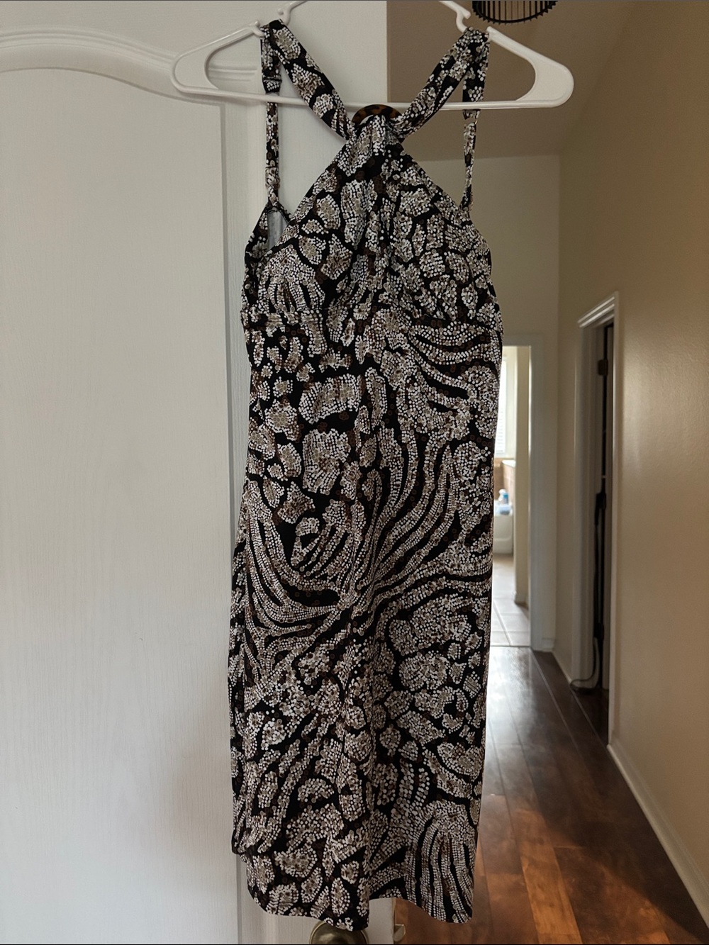 Tommy Bahama Black and White Halter Midi Dress